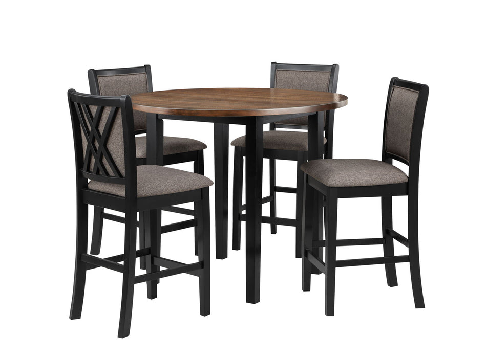 Potomac - 5 Piece Round Counter Dining Set (Table & 4 Chairs) - Brown / Black
