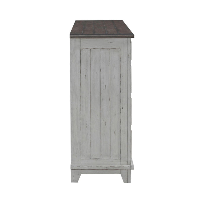River Place - 2 Door 9 Drawer Dresser - Riverstone White & Tobacco