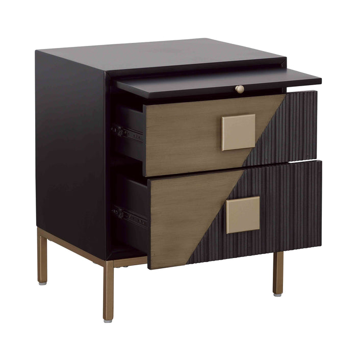 Two Drawer Chairside With Pullout Shelf - Midnight Hour / Champagne