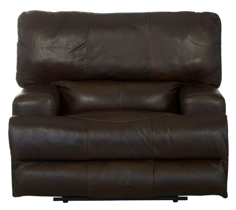 Wembley - Italian Leather Match Power Lay Flat Recliner With Power Adjustable Headrest - Chocolate