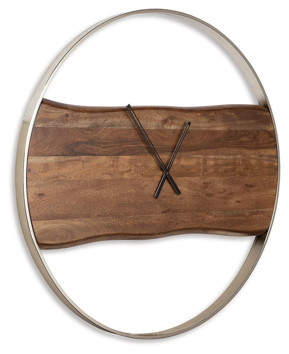 Panchali - Wall Clock - Brown / Silver Finish