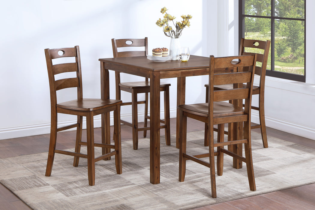 Salem - 5 Piece Counter Dining Set (Table & 4 Chairs) - Tobacco