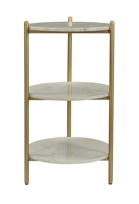 Rocco - Round 3 Tier Accent Table - White Marble / Gold Powder Coat