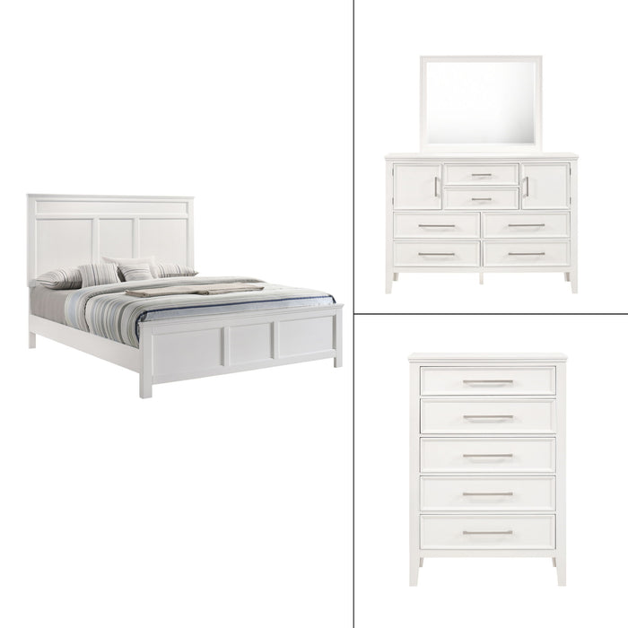 Andover - Western King 4 Piece Bedroom Set (Bed, Dresser, Mirror, Chest) - White