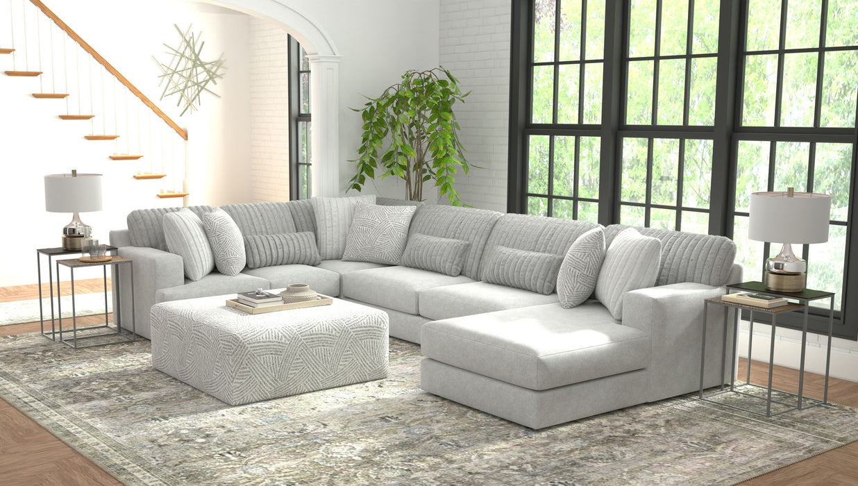 Logan - Upholstered Sectional With Comfort Coil Seating - 46" Cocktail Ottoman And Accent Pillows Included