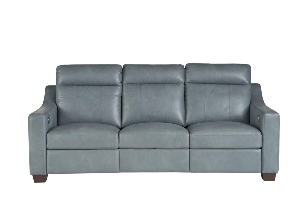 Special Order Motion Higgins Sofa in Vintage Blue Gray Leather