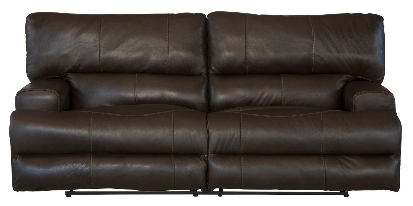 Wembley - Italian Leather Match Lay Flat Reclining Sofa - Chocolate