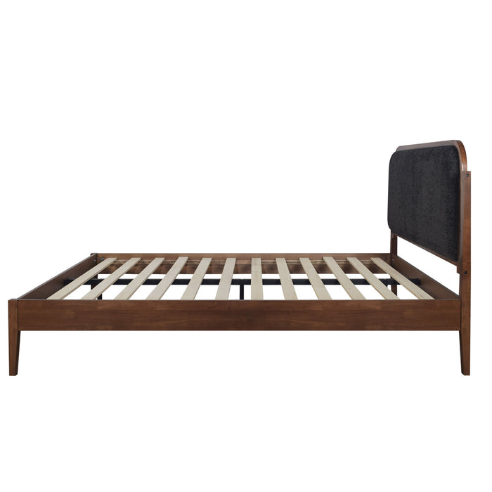 Hawthorne - 5/0 Queen Platform Bed With Chair arcoal Upholstered Headboard - Brown