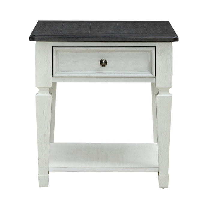 Allyson Park - Drawer End Table - Wirebrushed White / Charcoal