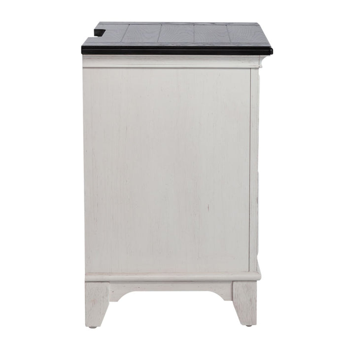 Allyson Park - 2 Drawer Nightstand With Charging Station - Wirebrushed White / Charcoal