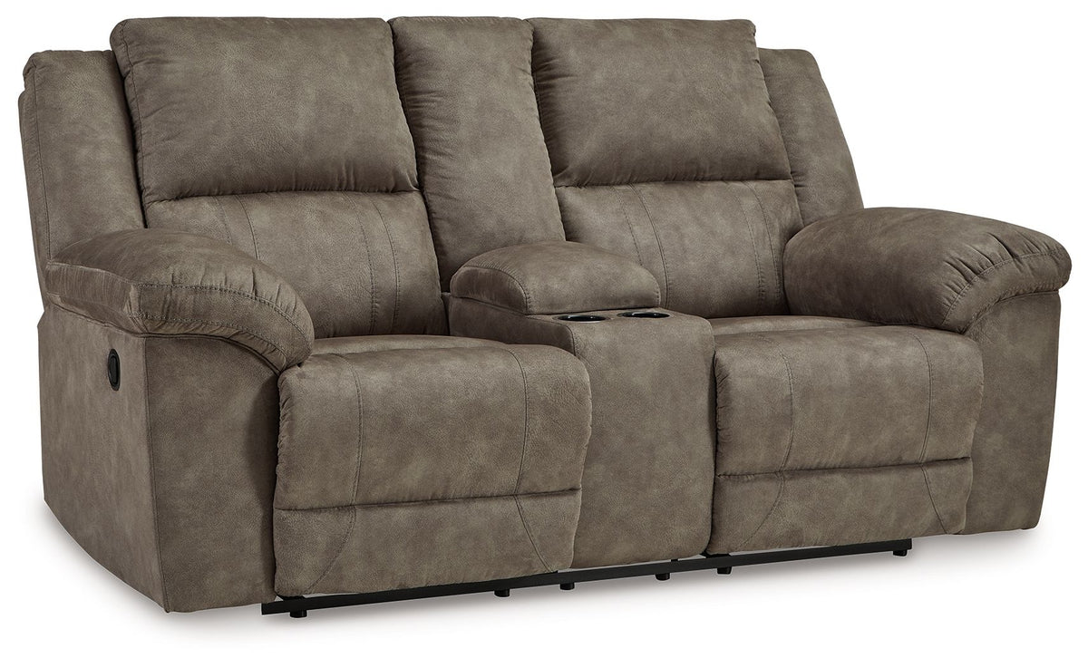 Laresview - Dbl Reclining Loveseat with Console - Fossil — Railway