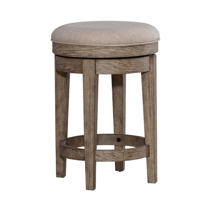 City Scape - Upholstered Swivel Console Stool - Burnished Beige
