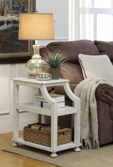 Lilith - Chairside Accent Table - White Rub