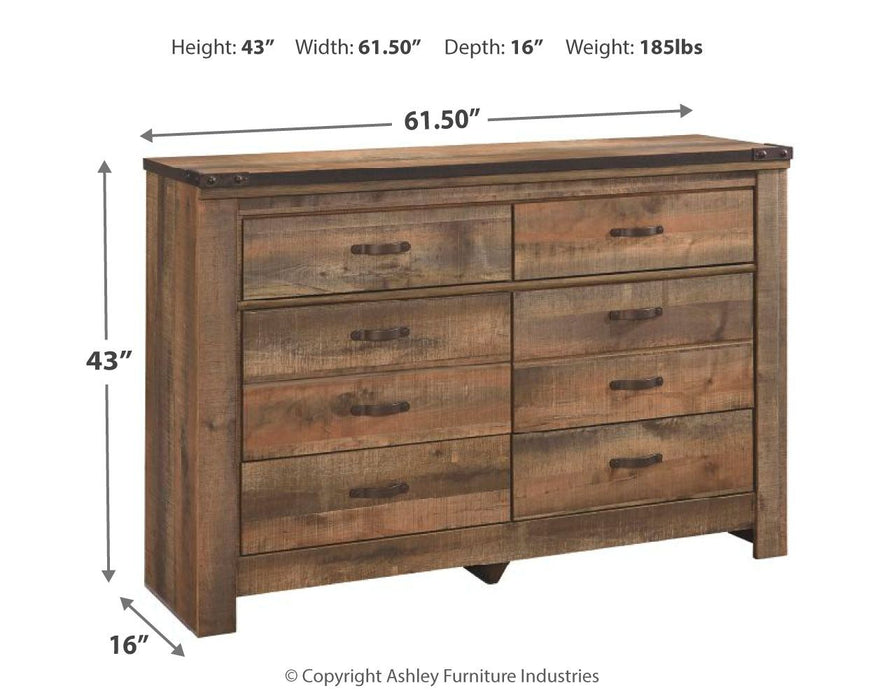 Trinell - Six Drawer Dresser - 61.34" x 15.98" x 42.99" - Brown Dark