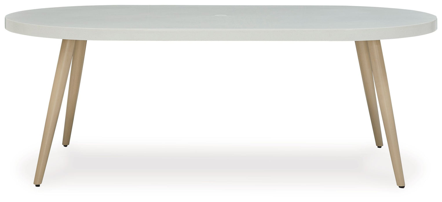 Seton Creek - Oval Dining Table With Umb Opt - White