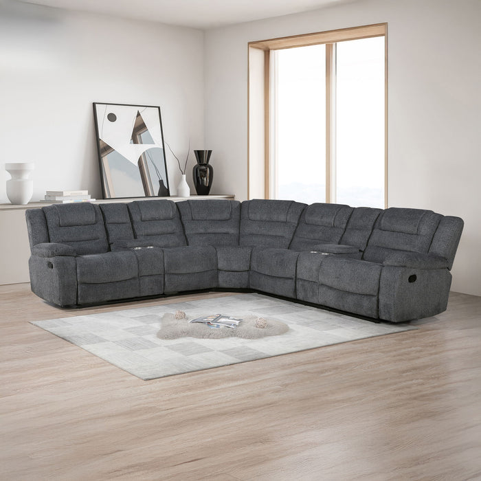 Redondo - 3 Piece Manual Sectional (2 Loveseats & Wedge) - Dark Gray