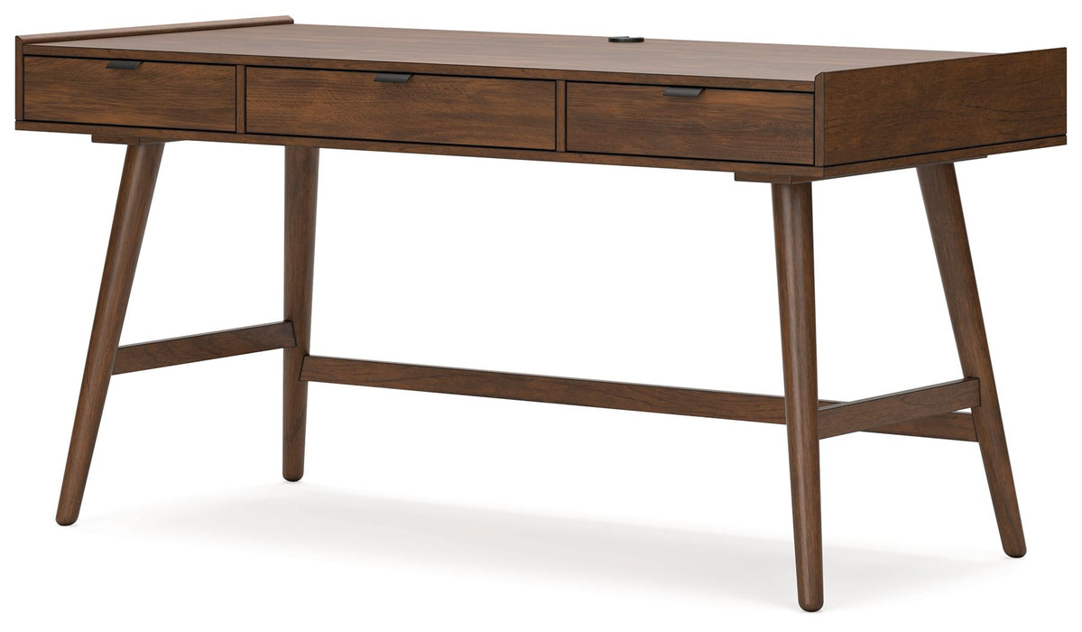 Lyncott - 3 Pc. - Home Office Desk, Chair, Bookcase - Brown