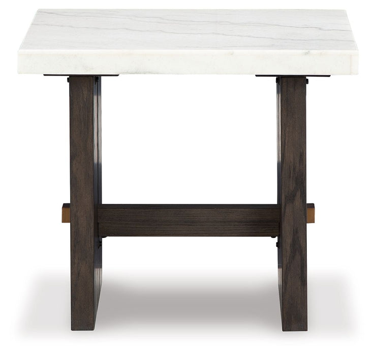 Burkhaus - Rectangular End Table - White / Dark Brown