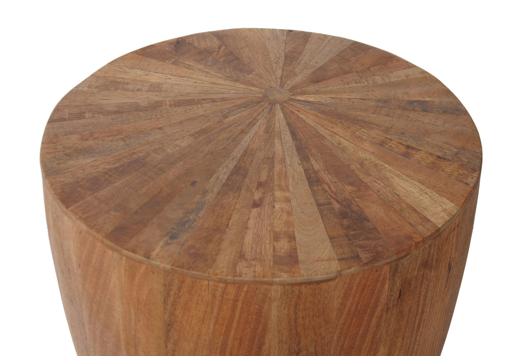 Del Sol - Solid Wood Table With Offset Sunburst Patterned Top