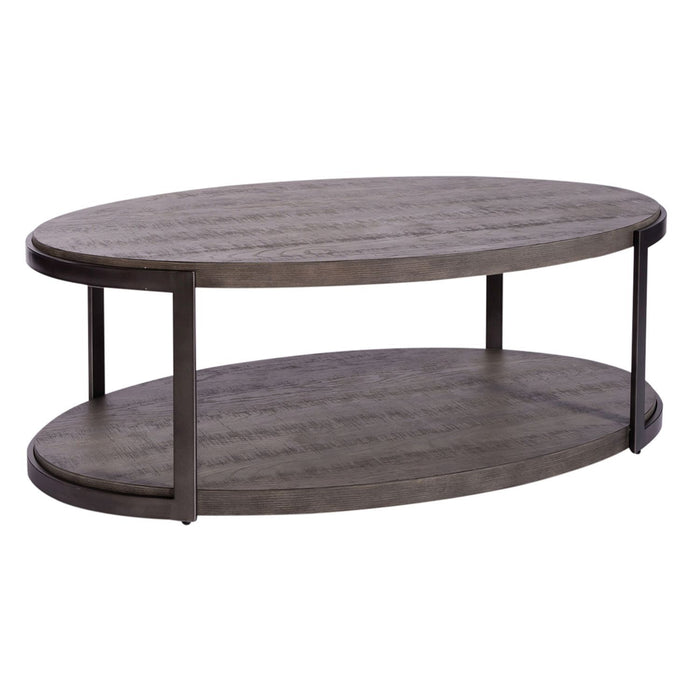 Modern View - 3 Piece Table Set (1 Oval Cocktail Table 2 End Tables) - Gauntlet Gray