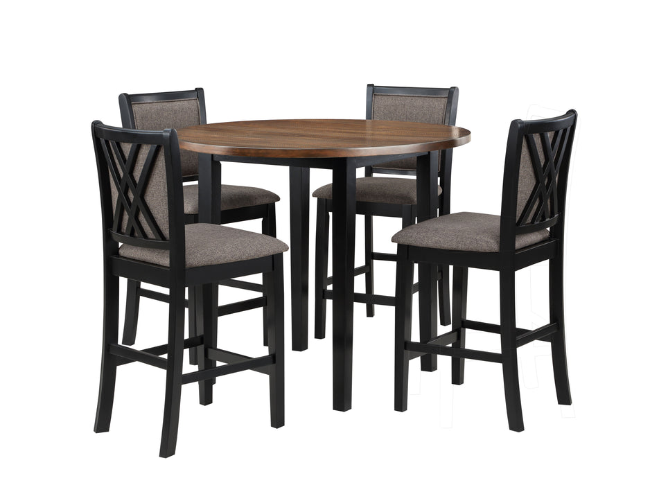 Potomac - 5 Piece Round Counter Dining Set (Table & 4 Chairs) - Brown / Black