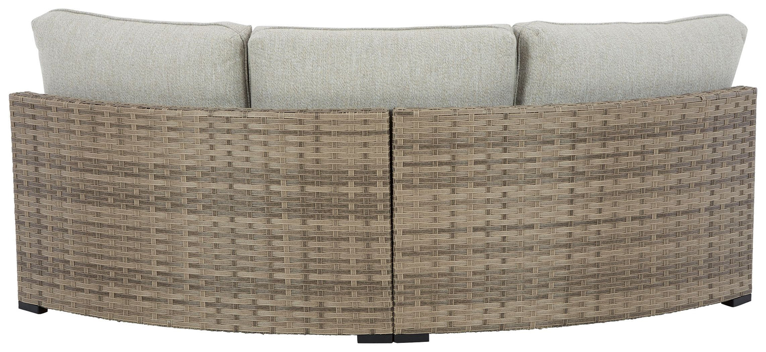 Calworth - Beige - Curved Loveseat With Cushion