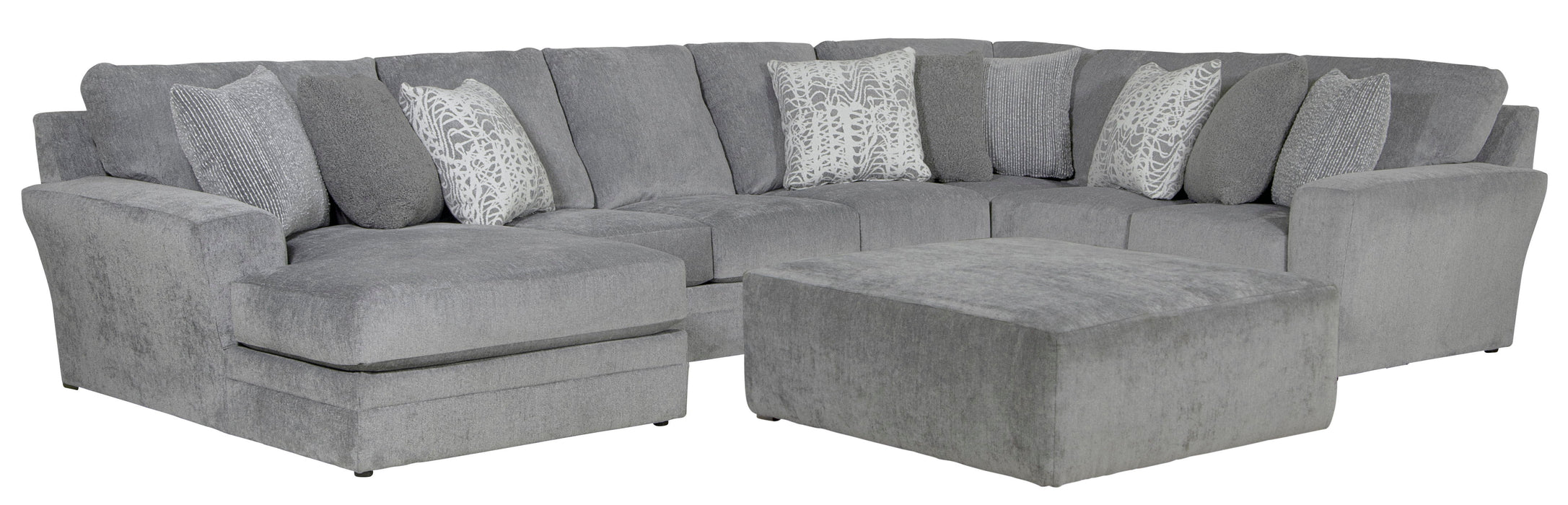 Glacier - Sectional With 9 Accent Pillows And Ottoman Set