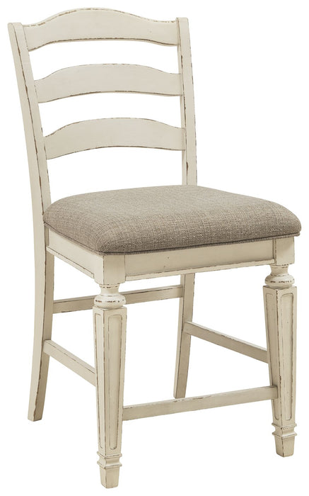 Realyn - Chipped White - Upholstered Barstool