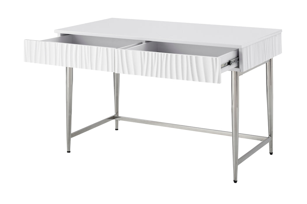 Waves - Two Drawer Writing Desk - Glossy White