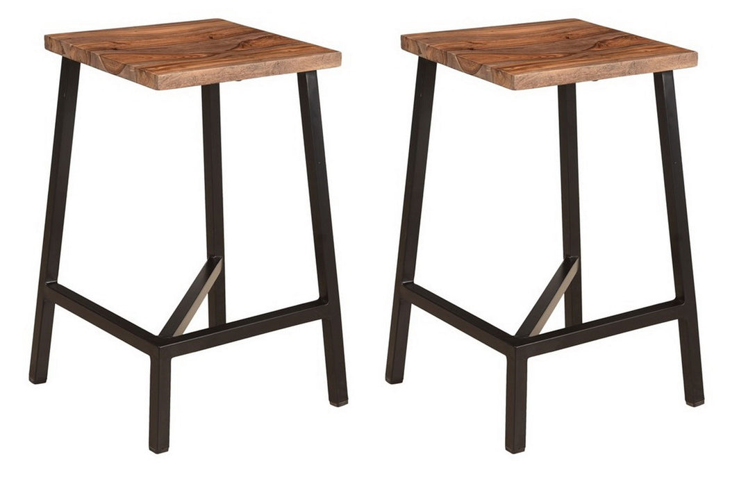 Hill Crest - 24" Solid Wood and Iron Counter Height Barstools (Set of 2)