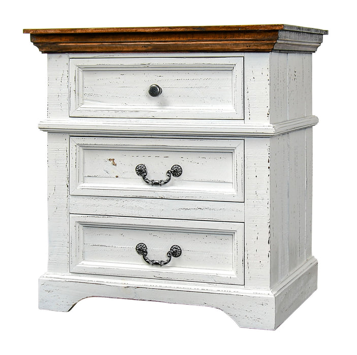 HO-BUR 3319 Madison Avenue Nightstand Aged White, Tobacco Top
