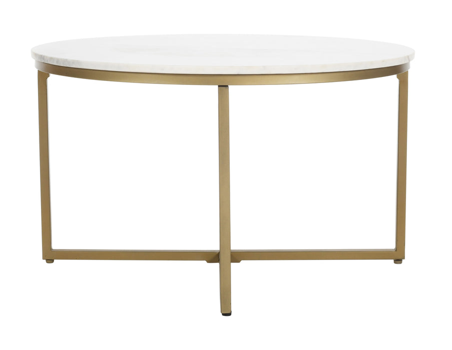 Riley - Round Cocktail Table - White / Gold