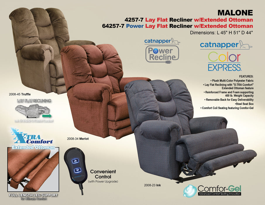 Malone - Power Lay Flat Recliner With Extended Ottoman