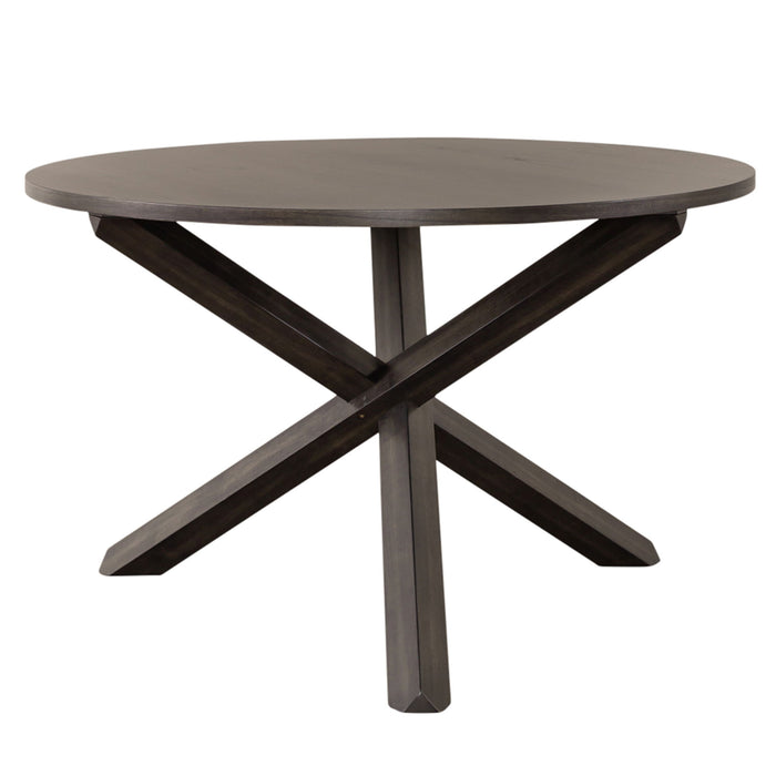 Anglewood - 5 Piece Pedestal Table Set - Dark Brown