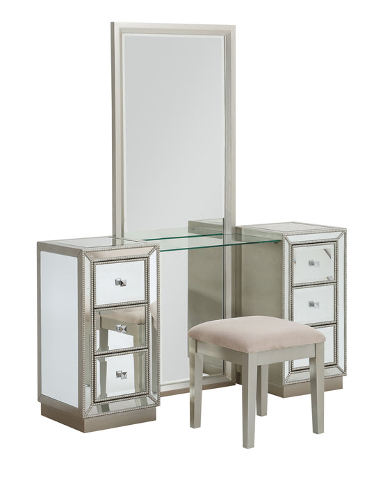 Lana - Six Drawer Console With Mirror & Stool - 2 Cartons