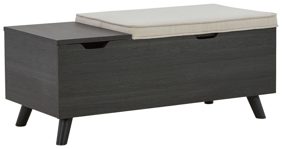 Yarlow Dark Gray Storage Bench — Railway Freight Furniture