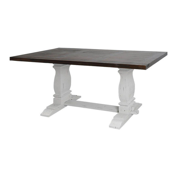 HO-MES 2 Rectangular Dining Table Aged White, Tobacco Top
