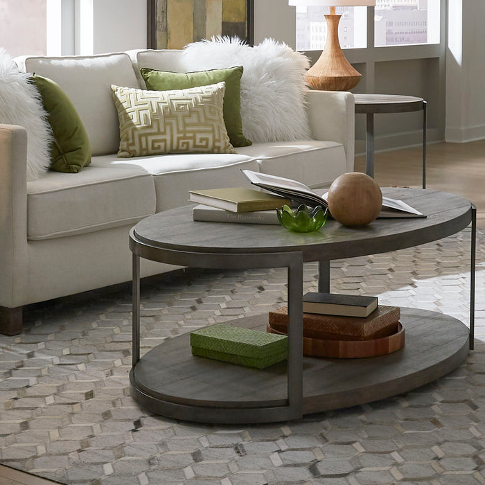Modern View - 3 Piece Set (1 Oval Cocktail Table 2 End Tables) - Dark Gray