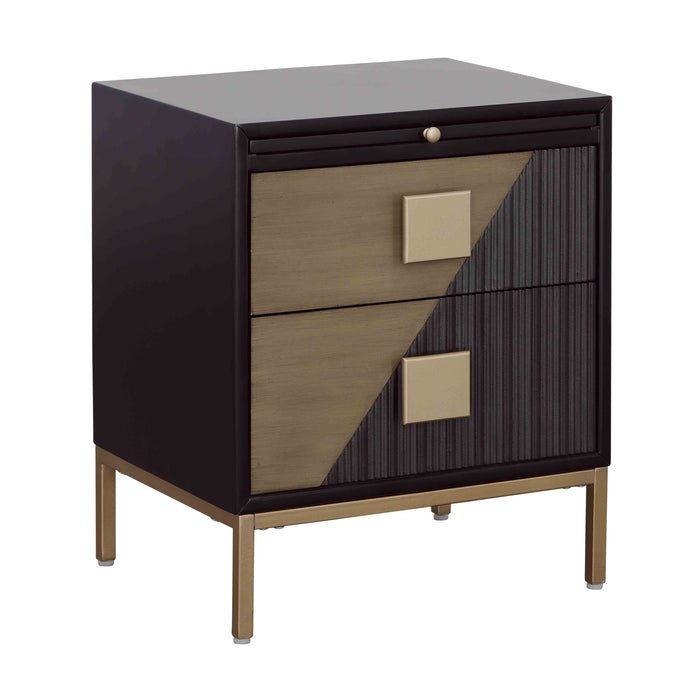 Two Drawer Chairside With Pullout Shelf - Midnight Hour / Champagne