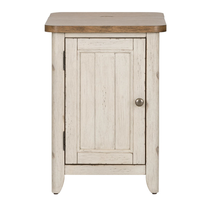 Farmhouse Reimagined - Door Chair Side Table With Charging Station - White