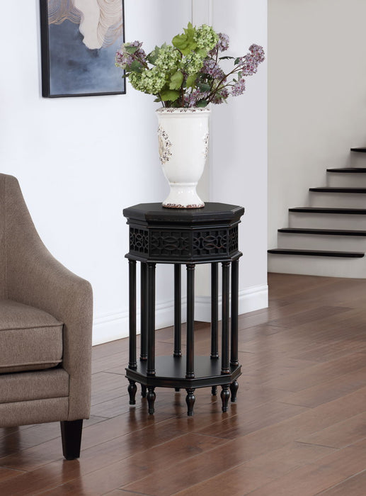 Coalmont - Octagonal Accent Table - Distressed Black