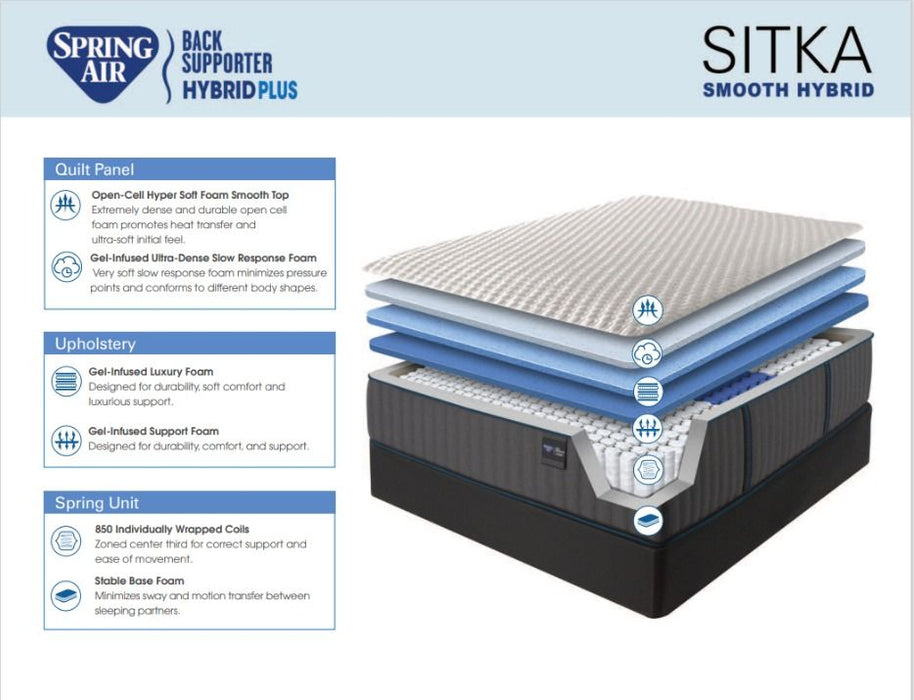 Sitka Smooth 13" Hybrid Queen Mattress
