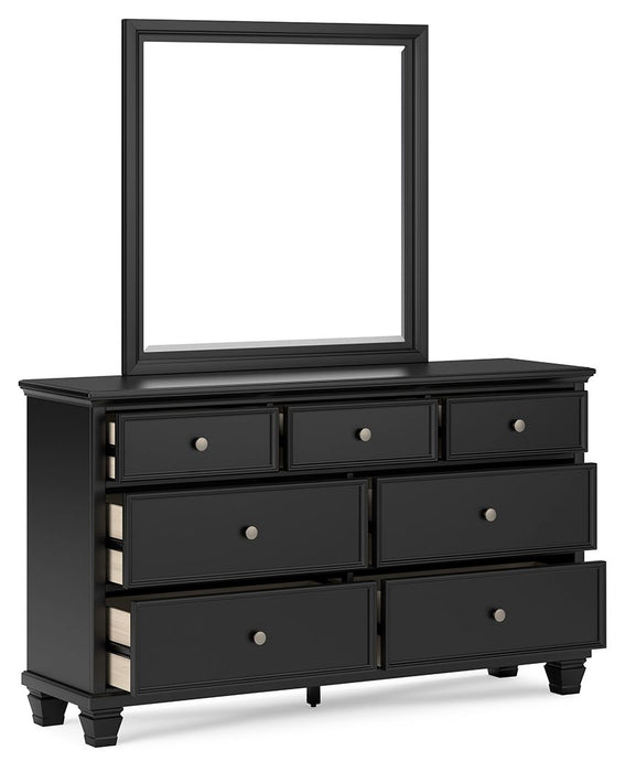 black dresser with mirror cheap Ashley Danziar 6-Drawer Dresser and Mirror in Matte Black
